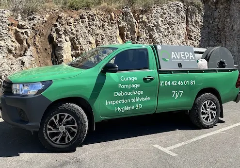 Camion service curage et débouchage AVEPA, Provence.